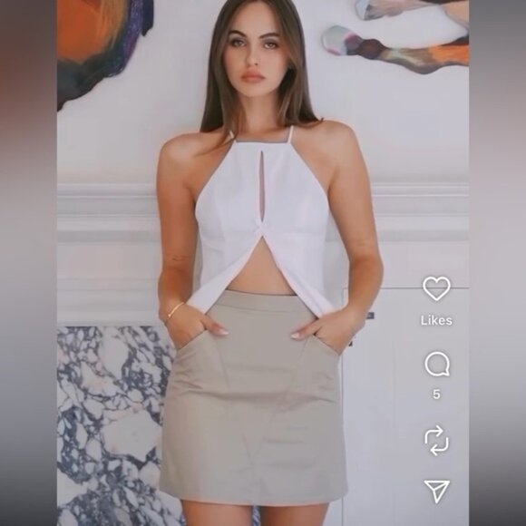 Katie May Tops | Katie May X Lily Easton Rae Top & mini skirt Set In Ivory - Picture 1 of 6